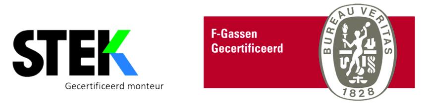 STEK-gecertificeerd (Bureau Veritas) o.a. F-gassen